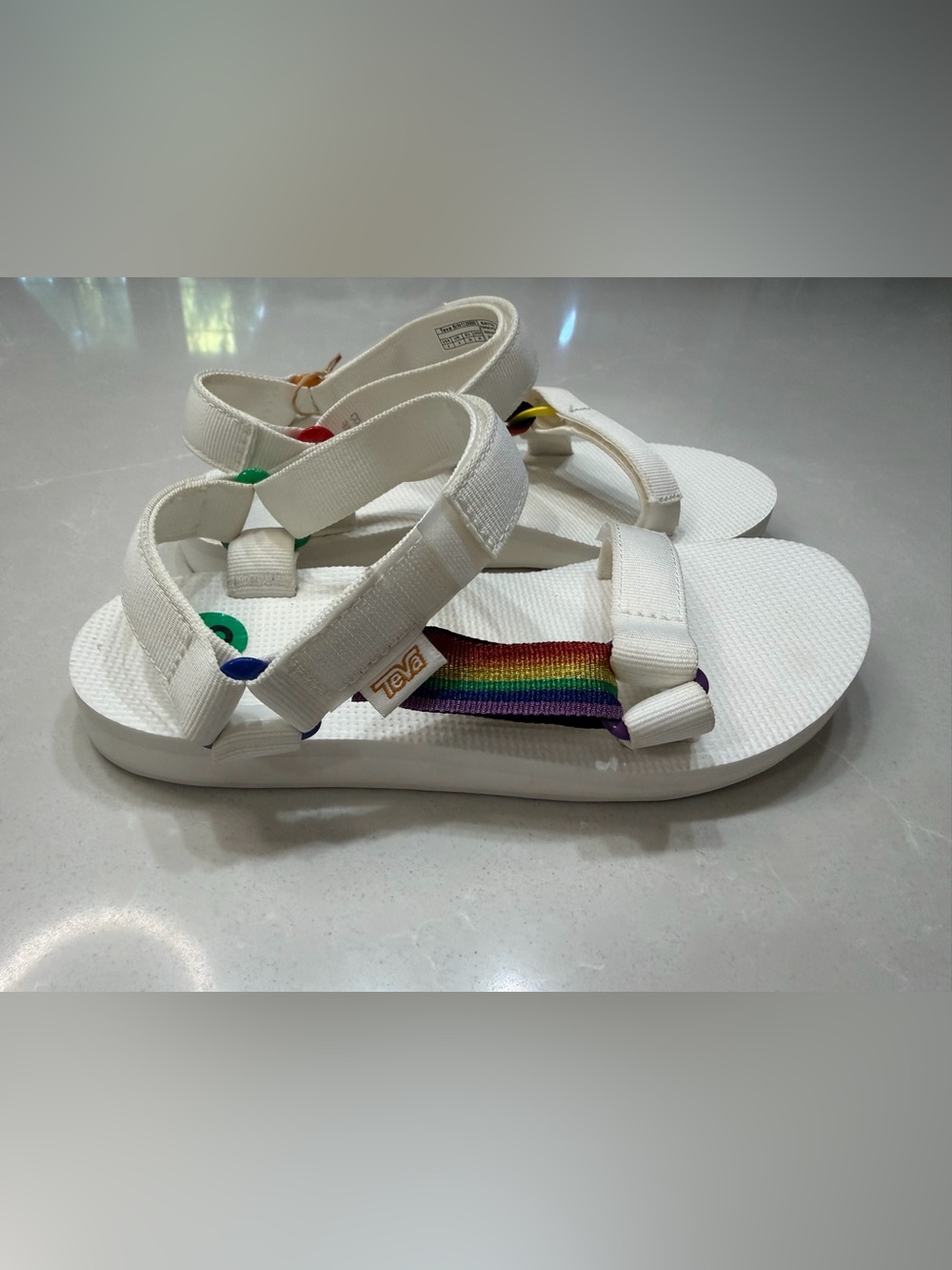 Teva Original Universal Pride Sandals Rainbow White Strappy Sporty Gorpcore, 8